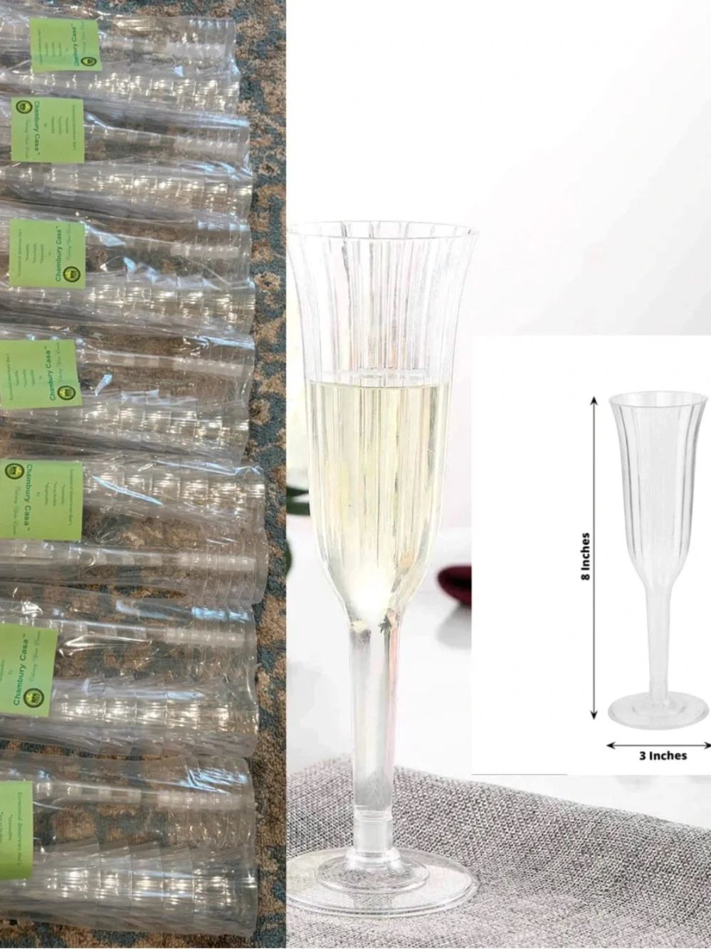 84 Plastic Champagne Flutes, 6 ounce, Shatterproof for Weddings & Events
